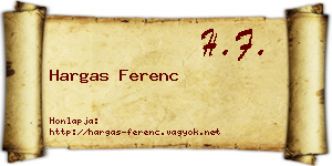 Hargas Ferenc névjegykártya