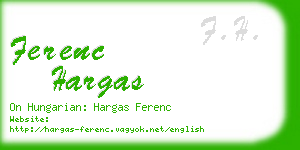 ferenc hargas business card